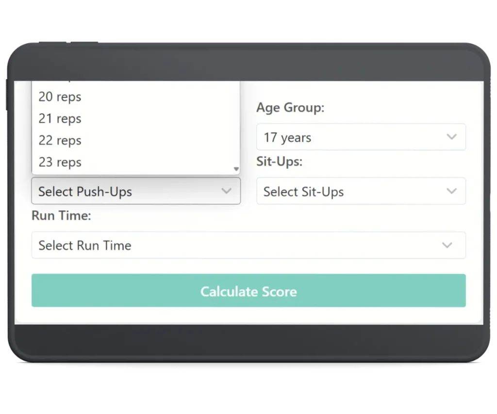 IPPT Calculator Select Push Ups